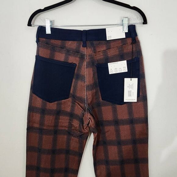 WeWoreWhat Women's Navy and Brown Plaid Jeans Size 27 NWT Icon Jeans Plaid - Picture 6 of 11